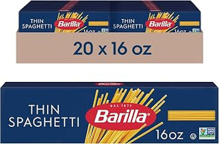 Barilla Thin Spaghetti Pasta, Non-GMO Kosher Pasta, 16oz. (20PK)