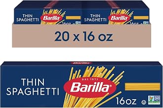 Barilla Thin Spaghetti Pasta, Non-GMO Kosher Pasta, 16oz. (20PK)