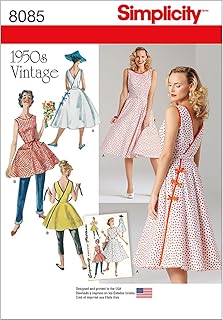 Simplicity 8085 Women's Vintage 1950s Wrap Dress Sewing Pattern, Sizes 14-22