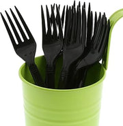 AmerCareRoyal Heavy Weight Unwrapped Disposable Polystyrene Plastic Forks for Restaurants and Catering, 7.2", Black, Pack of 1000