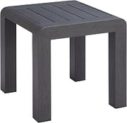 Rolig Side Table Black, Black End Table, Modern Style, Faux Wood Aluminum Square Shape Tabletop, Aluminum, Outdoor Living, 22.8" W x 22.8" D x 22.4" H
