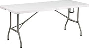 Flash Furniture 6-Foot Bi-Fold Granite White Plastic Folding Table | Lightweight, Easy Storage, Commercial Grade, Carrying Handle