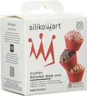 Silikomart 8051085154784, Silicone Cup Cake Moulds, Set of 6 Red, 6.8 x 6.8 x 3.2 cm