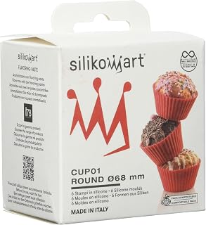Silikomart 8051085154784, Silicone Cup Cake Moulds, Set of 6 Red, 6.8 x 6.8 x 3.2 cm