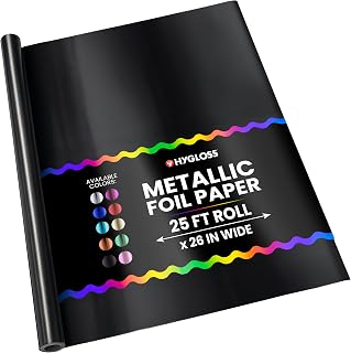 Hygloss Metallic Wrapping Paper Roll - 26" x 25 ft (54 Sq. Ft) Black - Shiny Metallic Foil Paper for Arts, Crafts, Holiday & Christmas Gift Wrapping