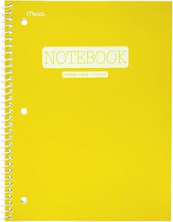 Mead Spiral Notebook, 1 Subject, College Ruled Paper, 70 Sheets, 10-1/2" x 7-1/2", Plastic, Color Selected For You, 1 Count (07178)