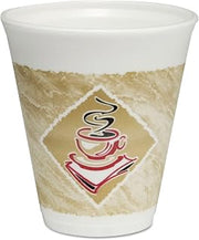 DART 12X16G Cafe G Foam Hot/Cold Cups 12oz White w/Brown & Red 1000/Carton