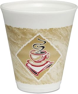 DART 12X16G Cafe G Foam Hot/Cold Cups 12oz White w/Brown & Red 1000/Carton