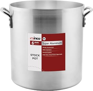 Winco USA Super Aluminum Stock Pot, Extra Heavy Weight, 60 Quart, Aluminum