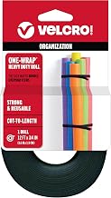 VELCRO Brand ONE-WRAP Roll, Double-Sided Tape, 12ft x 3/4in, Black | Reusable Self Gripping Hook And Loop Tape For Bundling Cords, Cables, Supplies, Household And Garage Organization