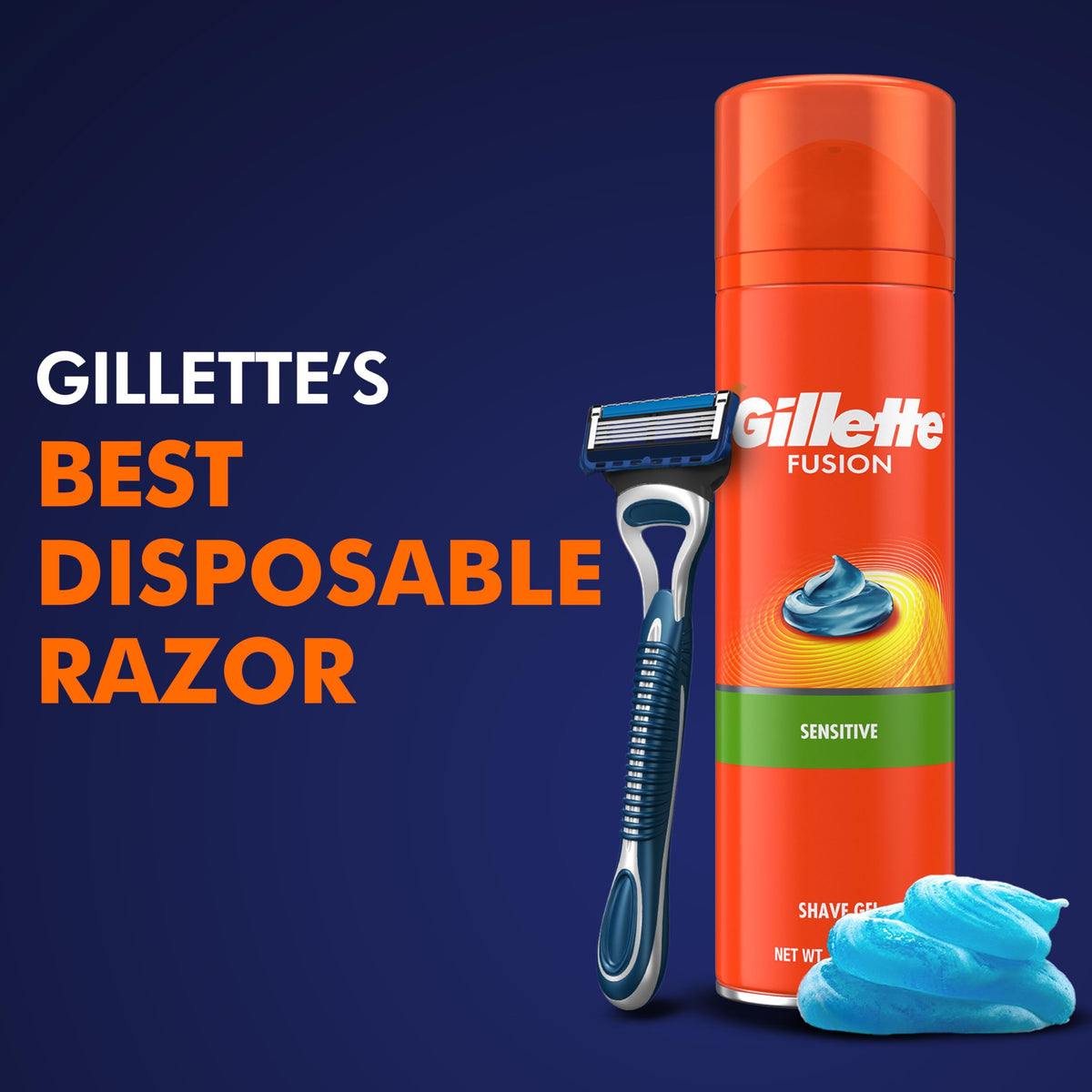 Sensor5 Men's Disposable Razors by Gillette – 4 Count (Pack of 1), Rubber, Blue
