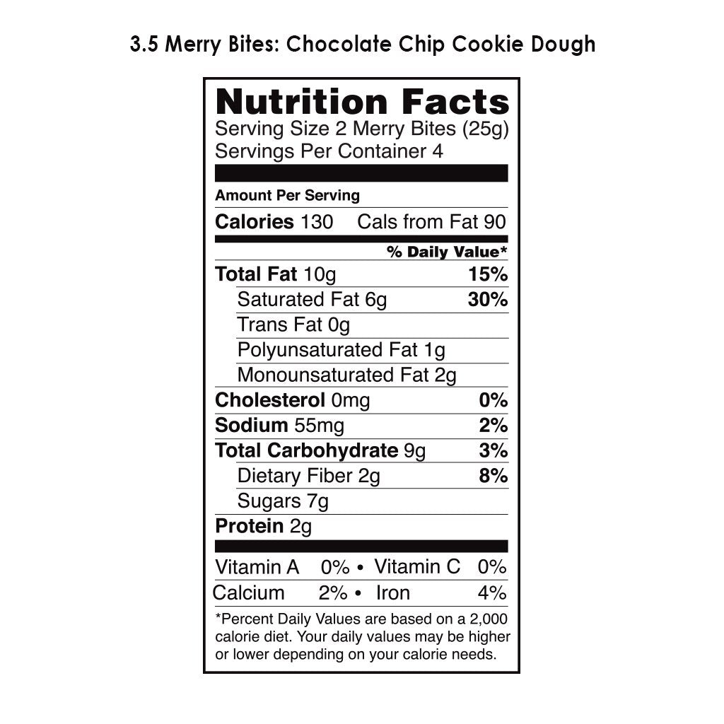 Chocolate Chip Cookie Dough Merry Bites™ (8 / Bag) 8 per case by Hail Merry – 8