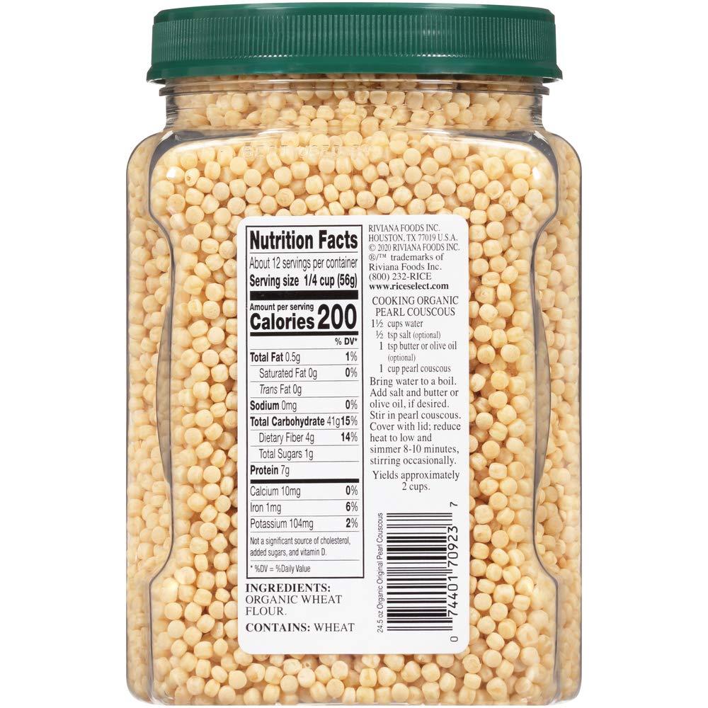 RiceSelect 24.5 Ounce (Pack of 4) / Pearl Couscous Plain Organic / 1