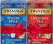 Twinings Holiday Sweet & Spicy Tea Variety 2-Pack – Caffeinated Tea and Caffeine-Free Winter Spice Herbal, Christmas Gift, 20 Tea Bags Ea