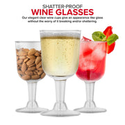 5 oz Clear Plastic Wine Glass (80 Pack) - BPA Free & Recyclable - Shatterproof Wine Goblet - Disposable & Reusable Cups for Champagne by Stock Your Home – 2 Pack Pack of 40