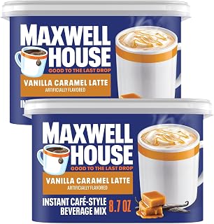 MAXWELL HOUSE International Latte Vanilla Caramel Flavored Instant Coffee 8.7 Ounce (Pack of 2)