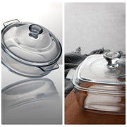 Nutriups Glass Casserole Set with Lids, 0.8 Liter, Square and Round