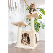 Classic Real Wood Cat Tree by Armarkat – 22"L X 17"W X 32"H, Engineered Wood, Beige, Model A3207