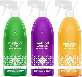 Method Antibac All Purpose Cleaner Trio for Kitchen and Household Surfaces, Antibacterial Cleaning Spray, Bamboo, Wildflower and Citron, 28 Fluid Ounce (Pack of 3)