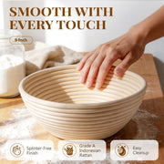 Bavify Bread Proofing Baskets, 9 Inch Round Rattan, Set of 2 Natural