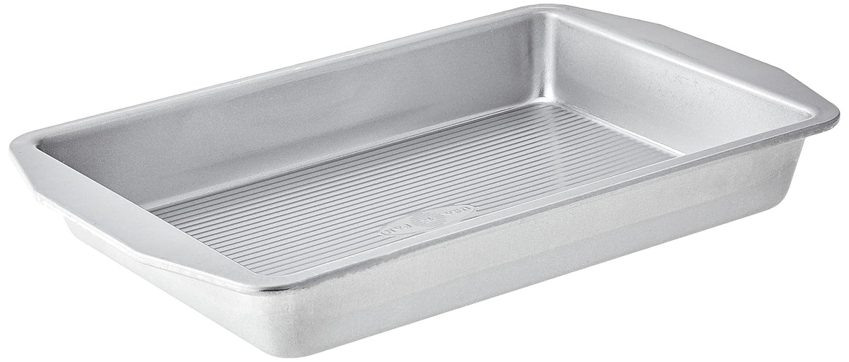 American Bakeware Classics Lasagna & Cake Pan Bundle by USA Pan – 9 x 13-Inch Rectangular and 8-Inch Square, Alloy Steel, Silver, Pack of 2