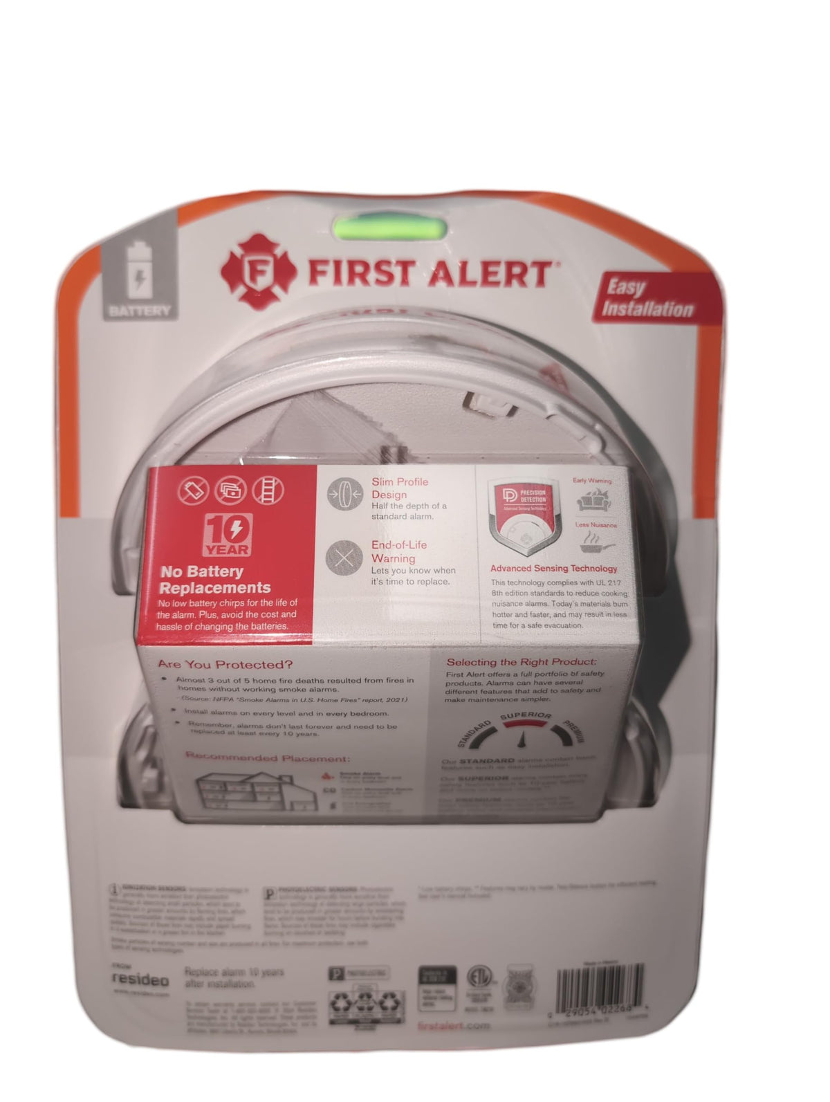 10 Year Photoelectric Smoke Detector 2 Pack by First Alert – Plastic, White, Model 1046736