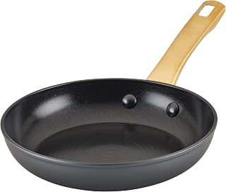 Farberware Forged Induction Ceramic Cookware Nonstick Frying Pan/Skillet, Dishwasher Safe, Suitable for All Stovetops, 8.25 Inch Fry Pan - Black and Gold