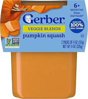 Gerber Stage 2 Pumpkin Puree Baby Food, 4 Oz, 2 Pack
