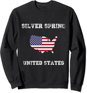 Retro Silver Spring USA Distressed USA Flag Sweatshirt