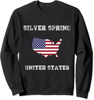 Retro Silver Spring USA Distressed USA Flag Sweatshirt
