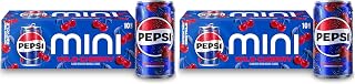 Pepsi Wild Cherry Soda Mini Cans, 7.5 Ounce Mini Cans (Two packs of 10) (Packaging May Vary)​