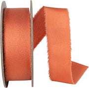 Reliant Ribbon Frayed Edge Silk Touch, Ginger, 1 Inch, 25 Yards