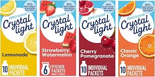 Crystal Light Pitcher Packets - 4 Refreshing Flavors (Strawberry Watermelon, Orange, Lemonade, Cherry Pomegranate) Flavorful Hydration and Shareable Refreshment Packets (Variety Pack)