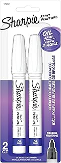 Sharpie Oil-Based Paint Markers, Medium Point, White, 2 Count - Great for Rock Painting, Posters, Arts & Crafts, Window Art