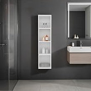 Cale Wall Cabinet, 4 Shelves, White - Bathroom – Space-Saving Over Toilet Cabinet for Over Toilet Bathroom Spaces