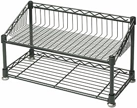 HUBERT 2 Tier Merchandising Rack Rectangular Grey Colored Steel - 18" L x 18" D x 10 1/4 H