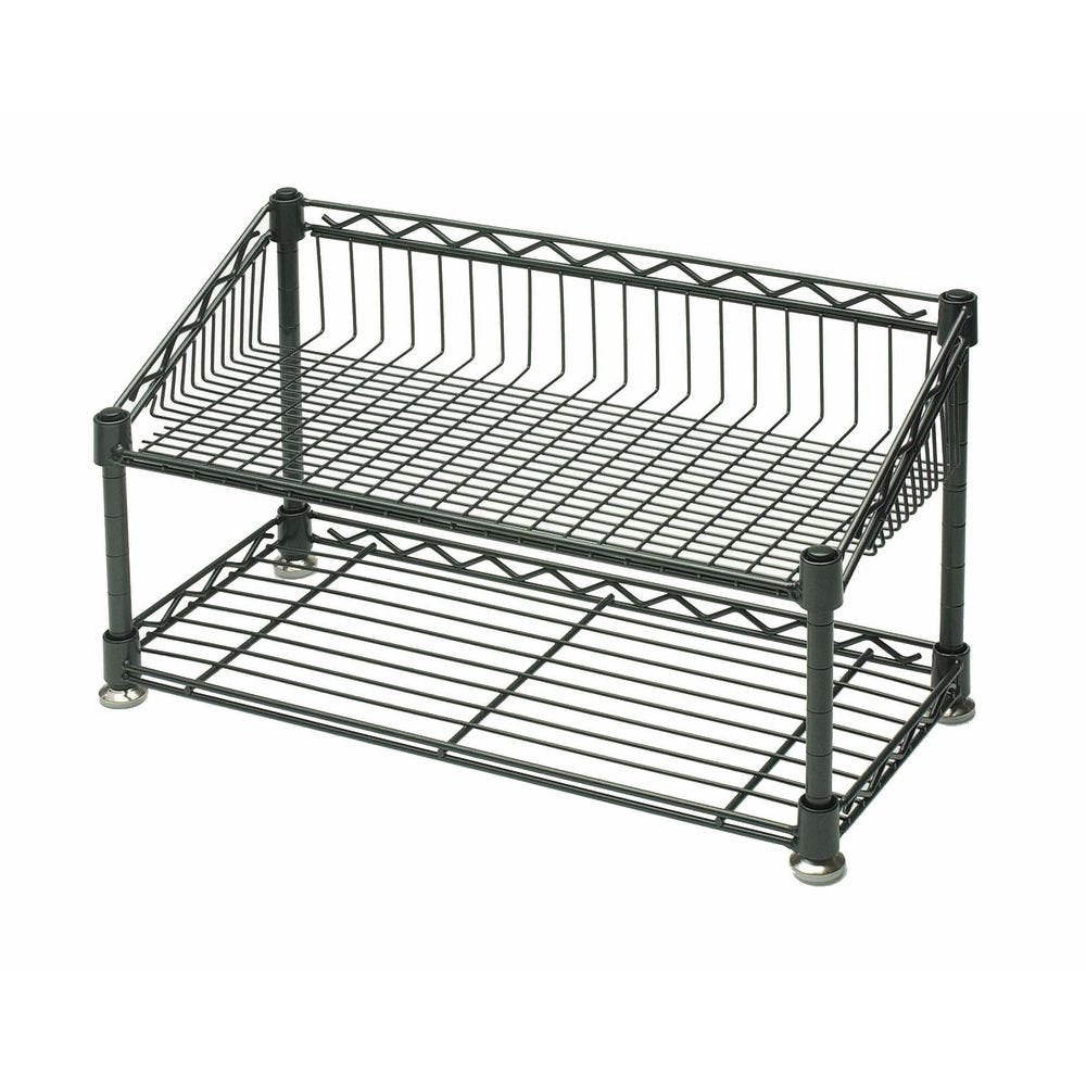 2 Tier Merchandising Rack Rectangular Grey Colored Steel - 18" L x 18" D x 10 1/4 H by HUBERT – Steel, Flint, Model 430UR