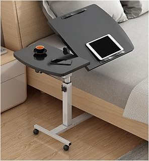 Small Side Table Side Table Living Room Mesa Auxiliar Adjustable Angle 360° Rotation with casters Movable Side Table Easy to Assemble Study Table Space Saving(Black)