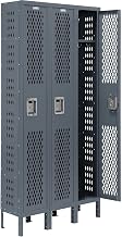 Global Industrial Ventilated Steel Locker, Single Tier, 3-Wide, 12x18x72, Unassembled, Gray