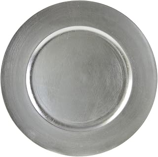 10 Strawberry Street 13" Lacquer Round Charger Plate, Set of 6, Silver