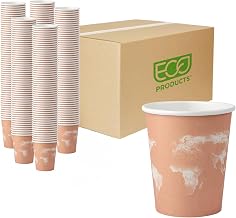 ECO PRODUCTS World Art Disposable Coffee Cups, Paper Cups, 8 oz, 1000 Pack