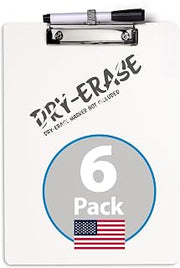 Officemate 12.5" x 9" Dry Erase Clipboard 6pk, Pen Holder, 70 Sheet Capacity, Non-Staining Surface, for Teachers, Coaches, Professionals