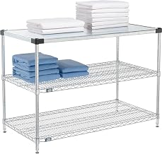 Global Industrial 3 Shelf, Chrome Wire Shelving Unit, Starter, 1 Solid Shelf, 48" W x 18" D x 34" H