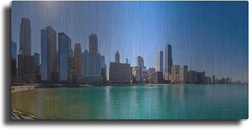 'Chicago - Oak Street Beach Afternoon' by Epic Portfolio Metal Wall Art, 48" x 24"