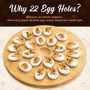 Trayful Deviled Egg Tray with Lid, Bamboo, Holds 22 Eggs