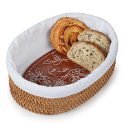 YANGQIHOME Rattan Bread Basket with Warming Stone, 9 x 12.6 x 3.9 Inches, Natural
