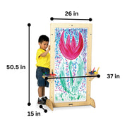 See-Thru Easel by Jonti-Craft – 50" high x 35" wide x 15" deep, Clear, Model 0640JC