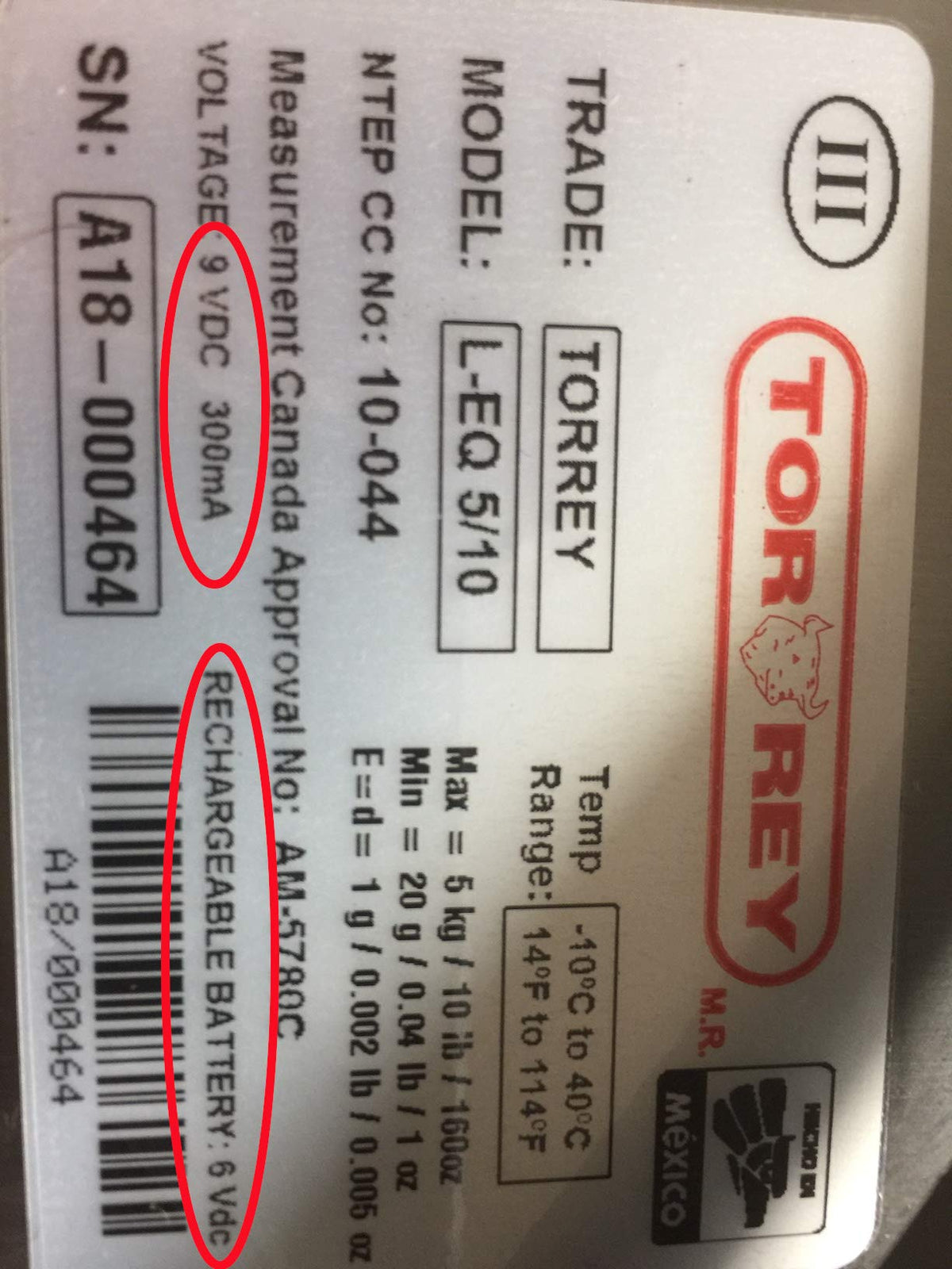 Tor-Rey AC Adaptor for L-PC-40L Scales by tor rey – Commercial Grade