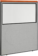 Global Industrial 60-1/4"W x 73-1/2"H Deluxe Office Partition Panel with Partial Window, Gray