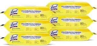 Lysol® Disinfecting Wipes, Lemon And Lime Blossom, 7" x 8", 17.7 Oz, 80 Wipes Per Flat Pack, Carton Of 6 Flat Packs